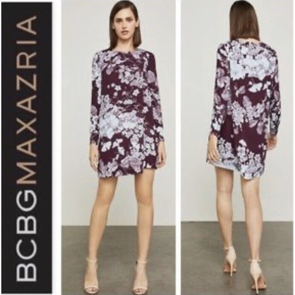 NWT BCBG MaxAzria Ashton Floral Layered Dress Long Sleeve Size M - Picture 1 of 10